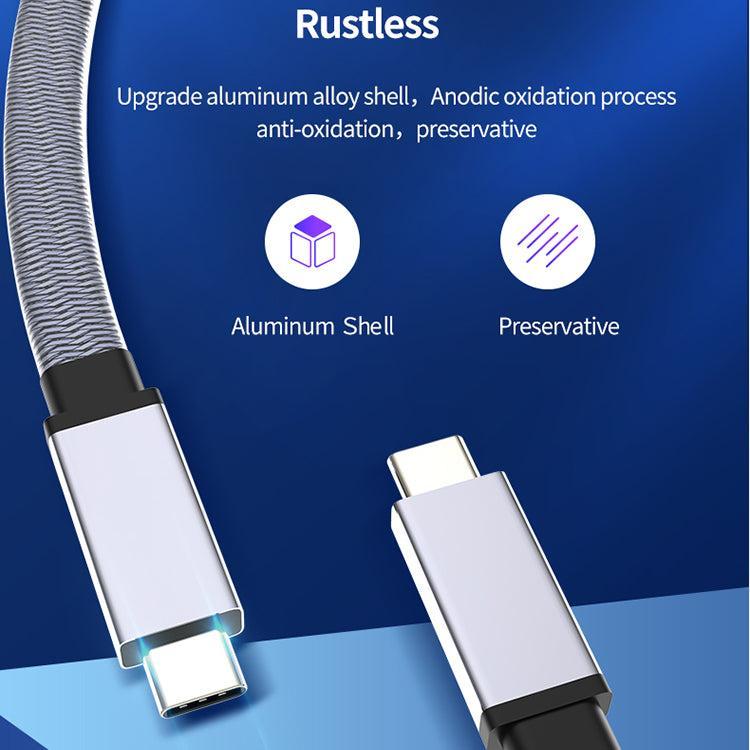 NÖRDIC 1m fladt og tyndt kabel USB3.2 Gen2 USB-C til C hurtigopladning med strømforsyning PD100W 5A 10Gbps 4K 60Hz med Emarker