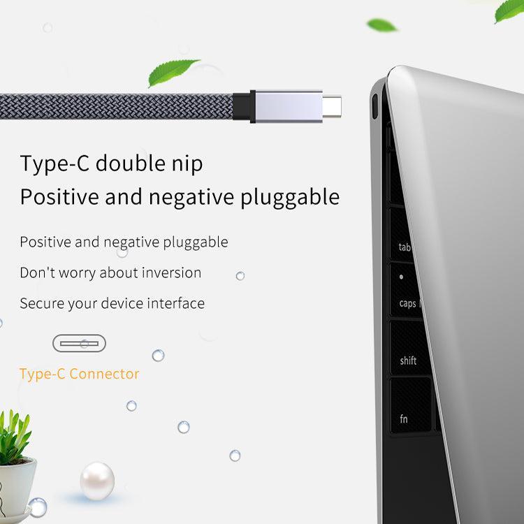 NÖRDIC 1m fladt og tyndt kabel USB3.2 Gen2 USB-C til C hurtigopladning med strømforsyning PD100W 5A 10Gbps 4K 60Hz med Emarker