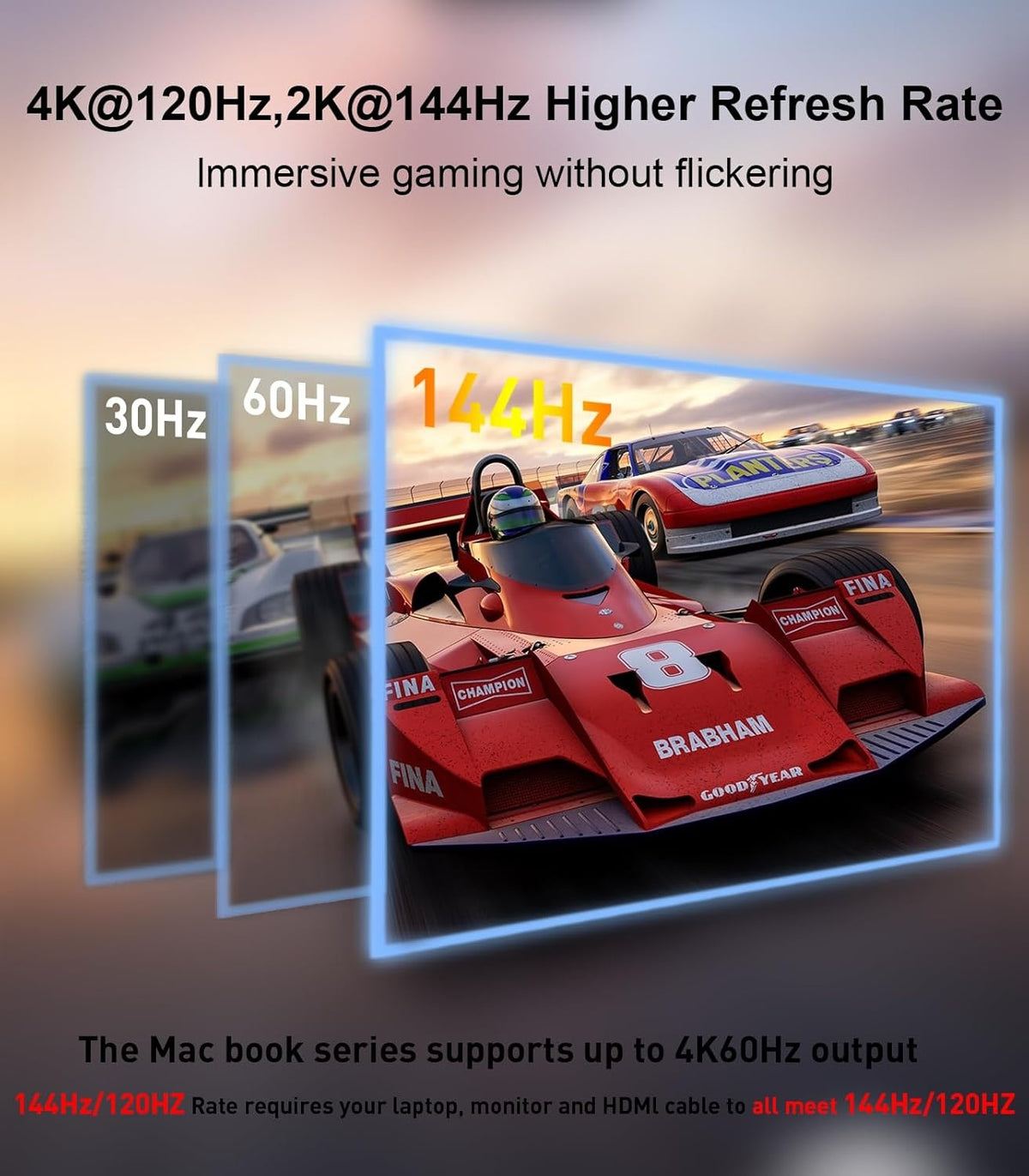 NÖRDIC 1m kabel USB-C til HDMI 2.1 8K30Hz 4K120Hz 48Gbps HDR Kompatibel med Thunderbolt 3 og 4