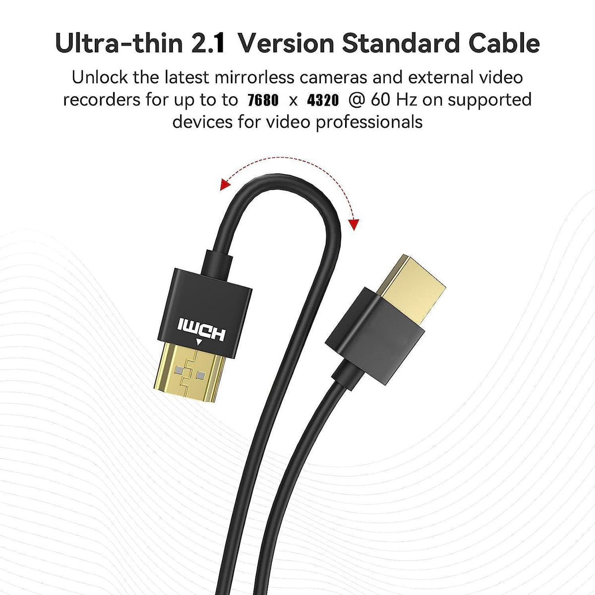 NÖRDIC 1m slank Ultra High Speed HDMI2.1 8K 60Hz 4K 120Hz 48Gbps Dynamic HDR eARC Game Mode VRR Dolby ATMOS