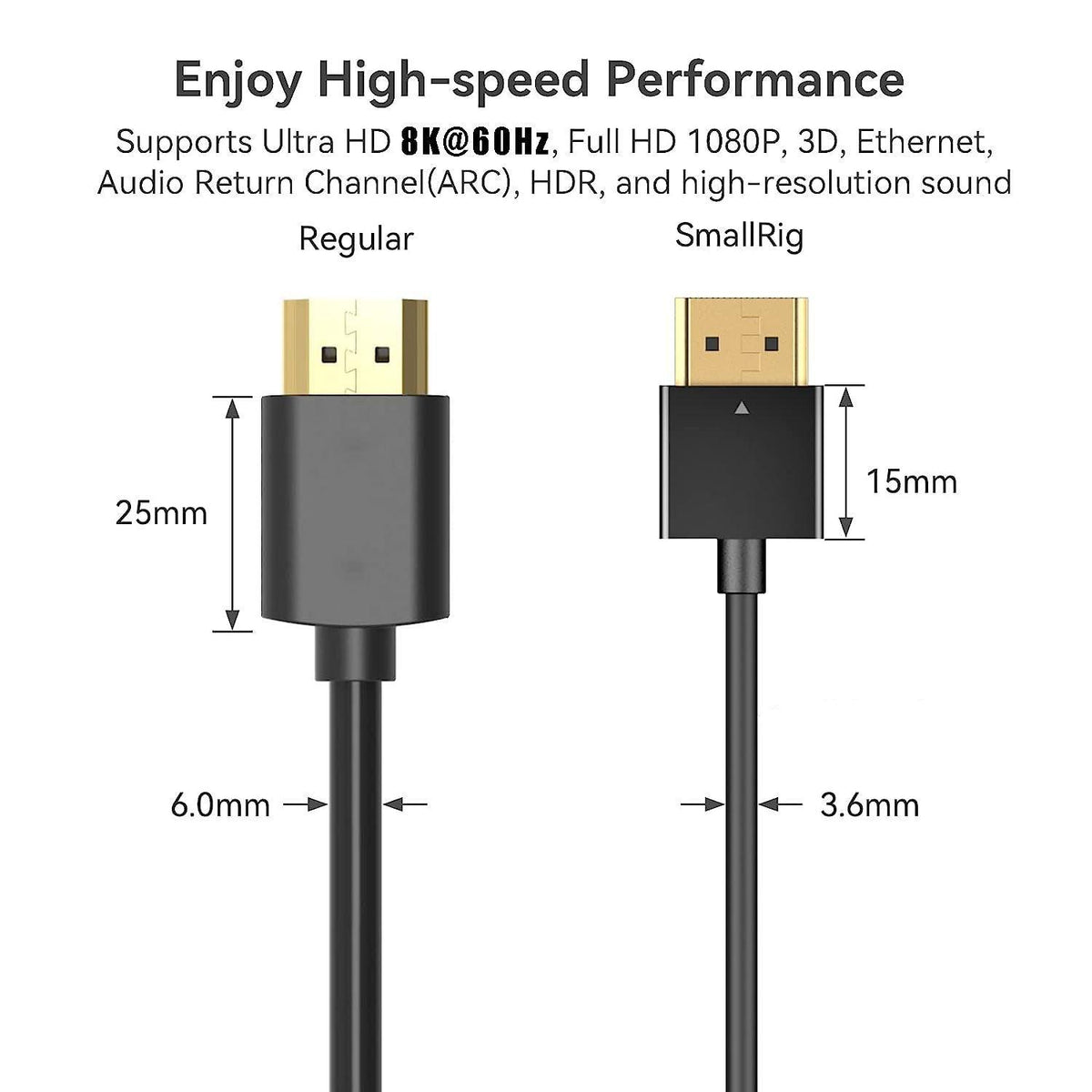 NÖRDIC 1m slank Ultra High Speed HDMI2.1 8K 60Hz 4K 120Hz 48Gbps Dynamic HDR eARC Game Mode VRR Dolby ATMOS