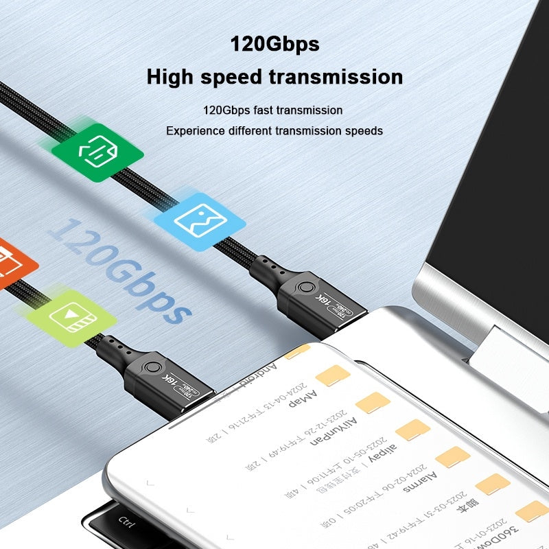 NÖRDIC 1m vinklet USB4 V2.0 120G 16K 240W kompatibel med Thunderbolt