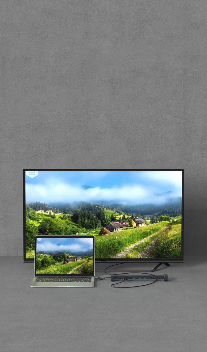 NÖRDIC 1 til 10 USB-C dockingstation 1xHDMI 4K30Hz 1xUSB-C PD100W 3xUSB-A 5G 1xLAN 10/100 1xAudio 1xTF 1xMicroSD Thunderbolt 3 & 4