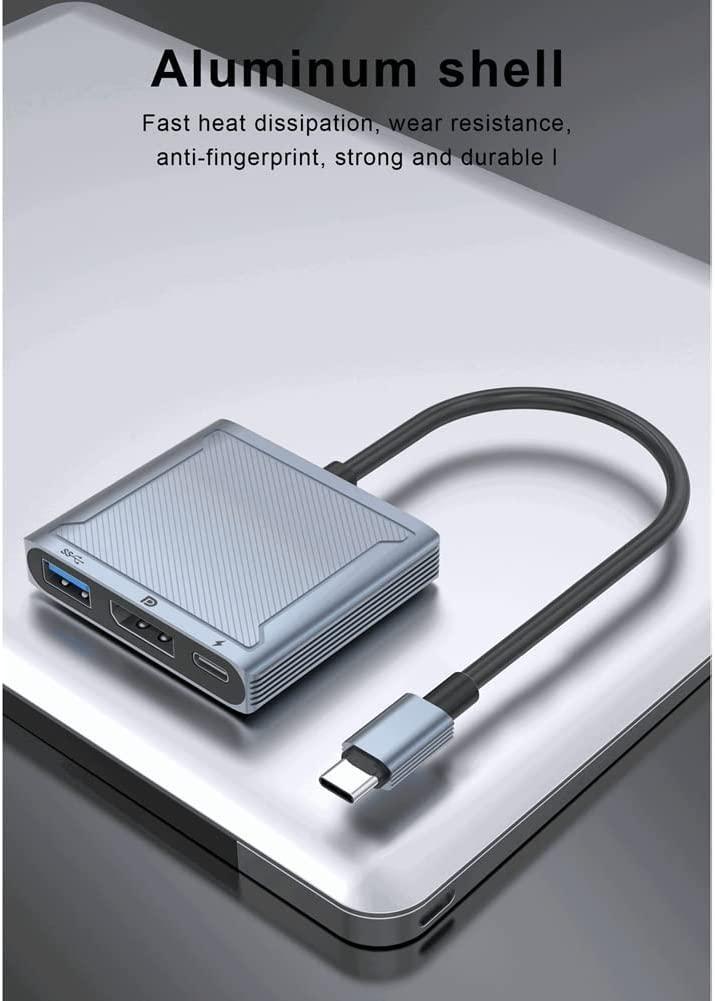 NÖRDIC 1 til 3 dockingstation USBC til 1xDP 8K60Hz 1xUSBC 100W PD og 1xUSB-A 5Gbps