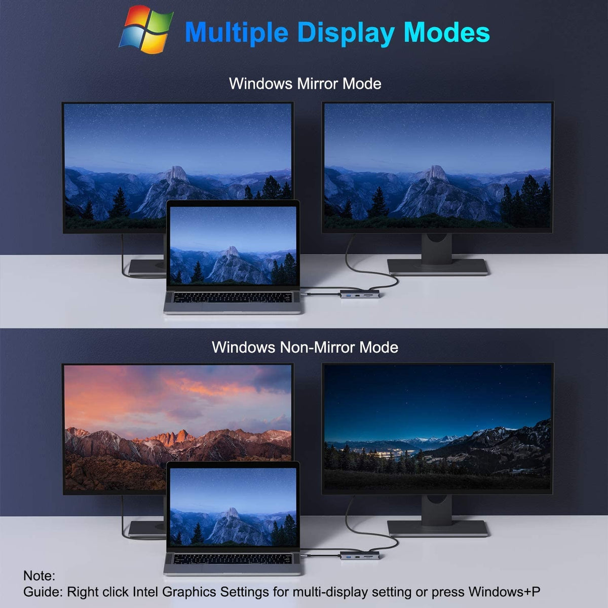 NÖRDIC 1 til 12 USB-C Dockingstation til Dobbeltskærme, 1xHDMI 4K60Hz, 1xDP 4K60Hz, 1xUSB-C PD 100W, 2xUSB-C, 3xUSB-A, med Ethernet