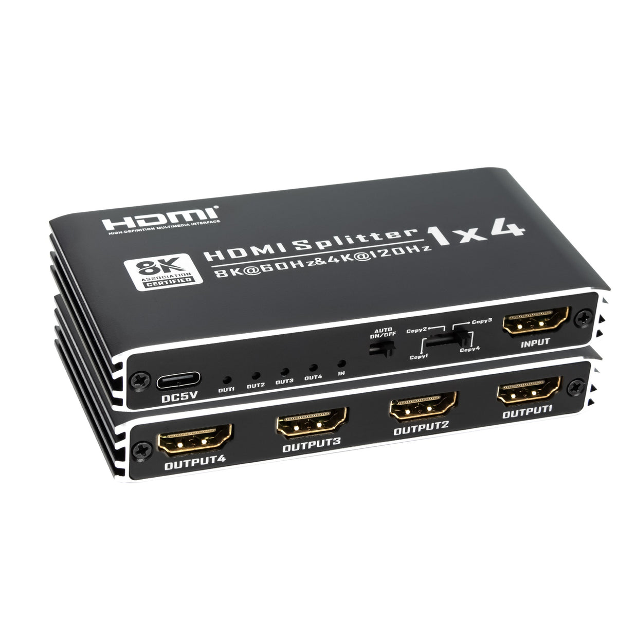 NÖRDIC 1 til 4 HDMI-splitter 2.1 8K60Hz 4K120Hz