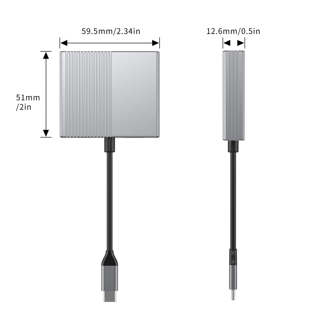 NÖRDIC 1 til 4 USB-C Dockningsstation 1xHDMI-4K60Hz, 1xDP-4K60Hz Dobbelt skærme 1xUSB-C PD100W 1xUSB-A 5G