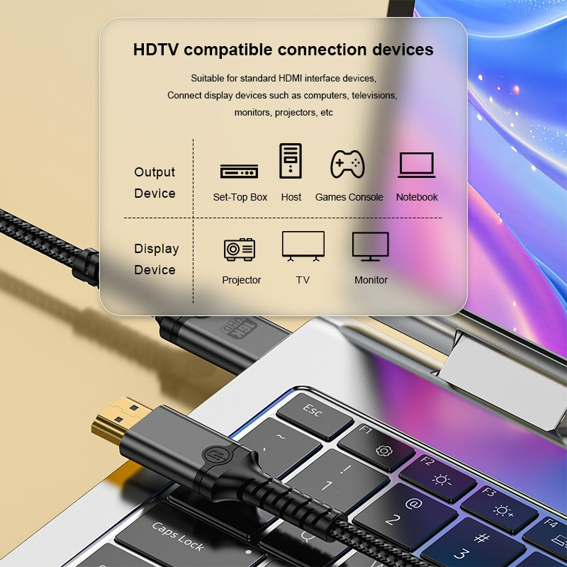 NÖRDIC 2m HDMI 2.2 kabel 96 Gbps, understøtter 16K 60Hz, 8K 240Hz, 4K 480Hz, HDCP 2.2 & 2.3, DTS:X, Dynamic HDR10+ og eARC