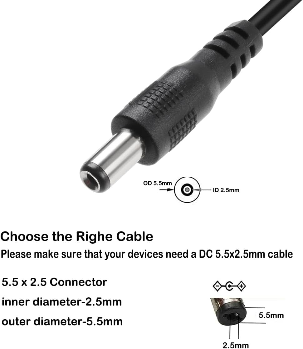 NÖRDIC 2 m USB-A kabel til DC 5.5×2.5 mm 2A