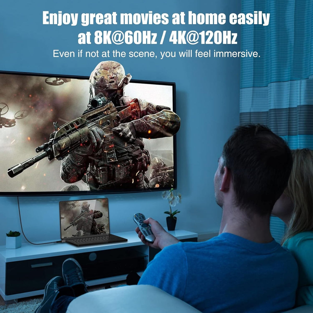 NÖRDIC 30m aktiv AOC optisk fiberkabel HDMI 2.1 4K 8K 60Hz 120Hz 48 Gbps Dynamic HDR eARC, Game Mode VRR kompatibel med RTX 3080 3090