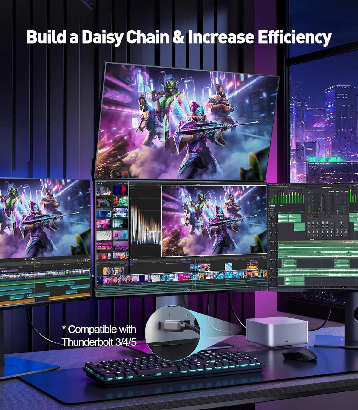 NÖRDIC 3m USB-C til DisplayPort 2.1 kabel 16K60Hz 8K120Hz 2K/4K240Hz 80Gbps Thunderbolt 5/4/3 til DisplayPort 2.1