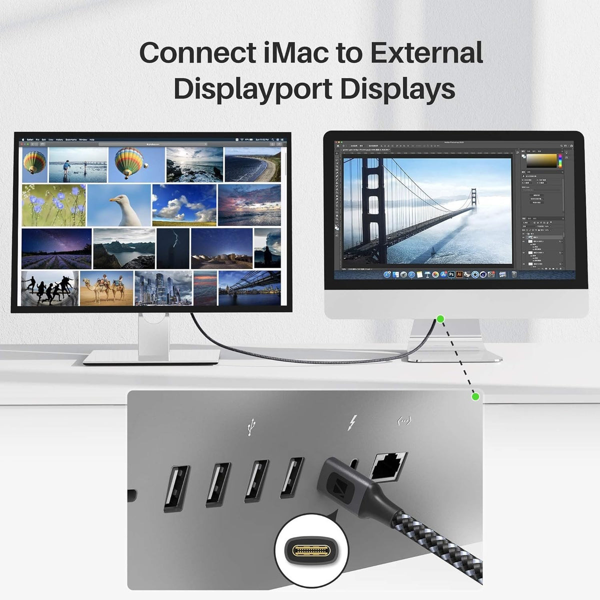 NÖRDIC 3m USBC til Displayport-kabel UHD 4K 60Hz DP 1.2 21.6Gbps HDCP Alt Mode Over USB C, aluminiumsstik Space Grey