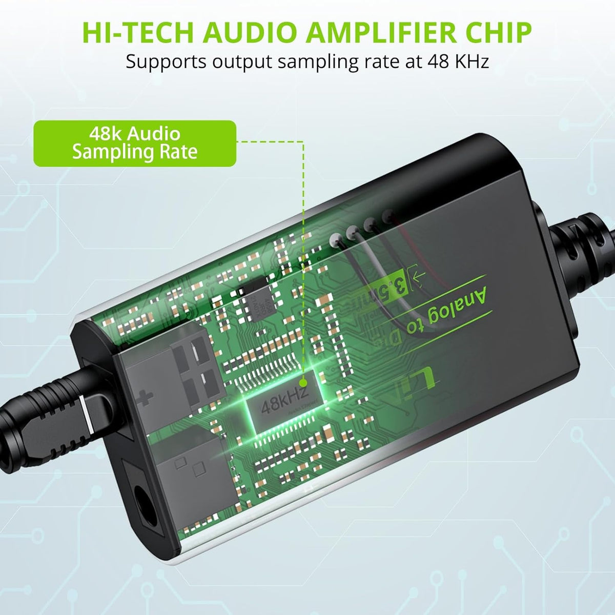 NÖRDIC 48kHz ADC analog til digital konverter 3,5 mm til SPDIF Toslink