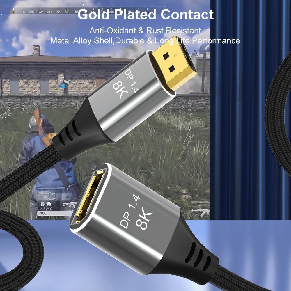 NÖRDIC 50 cm Displayport 1.4 forlængerkabel UHD 8K60Hz 4K144Hz 32.4Gbps 10-bit HDR