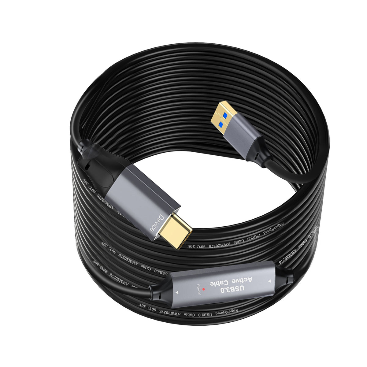 NÖRDIC 5m Aktiv USB 3.0 A til C Kabel, 5Gbps Super Speed USB-kabel Kompatibel med VR, Kamera, Dockingstation og mere