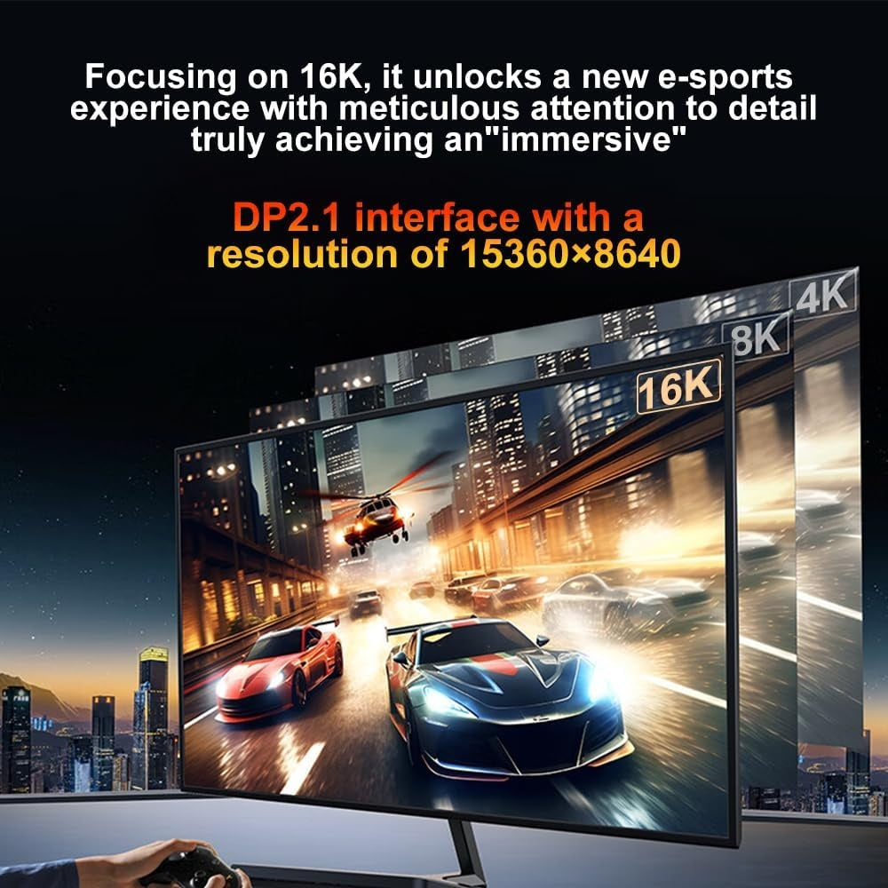 NÖRDIC 5m bidirektionel USB-C til DisplayPort 2.1 kabel 16K60Hz 8K240Hz/120Hz 4K240/165/144/60 HDR HDCP2.3