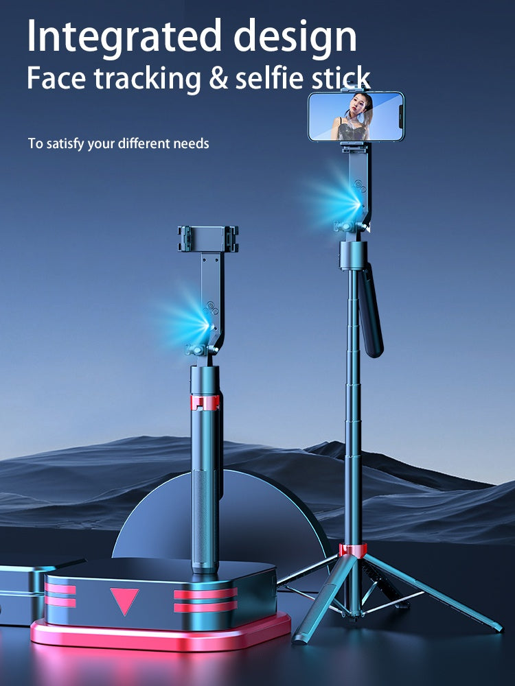 NÖRDIC AI Auto Face Tracking Selfie Stick – 360° rotation + 270° tilt, 4-i-1 telefonstativ, 180 cm stativ i aluminiumlegering med 4 ben