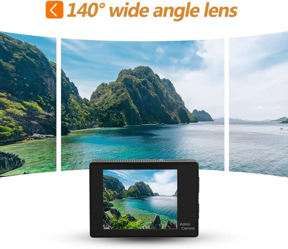 NÖRDIC Actionkamera 1080P 12MP Full HD 2,0" Skærm WiFi, 30m vandtæt