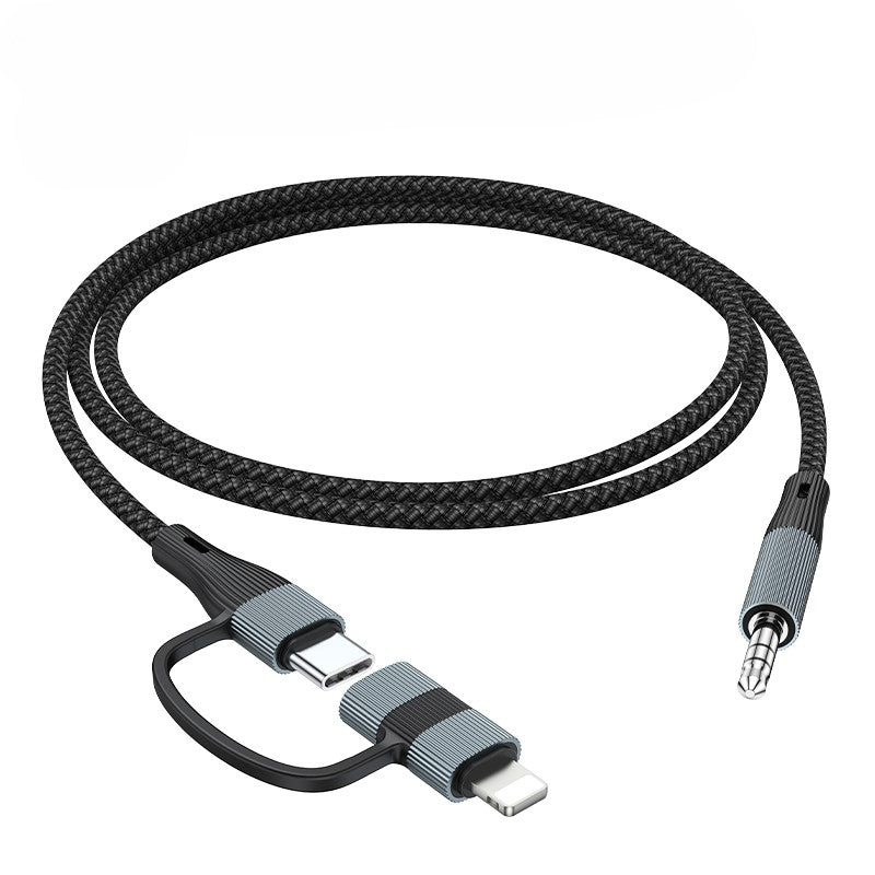 NÖRDIC Audio-adapter USB-C/Lightning til 3,5 mm stereo 13 cm
