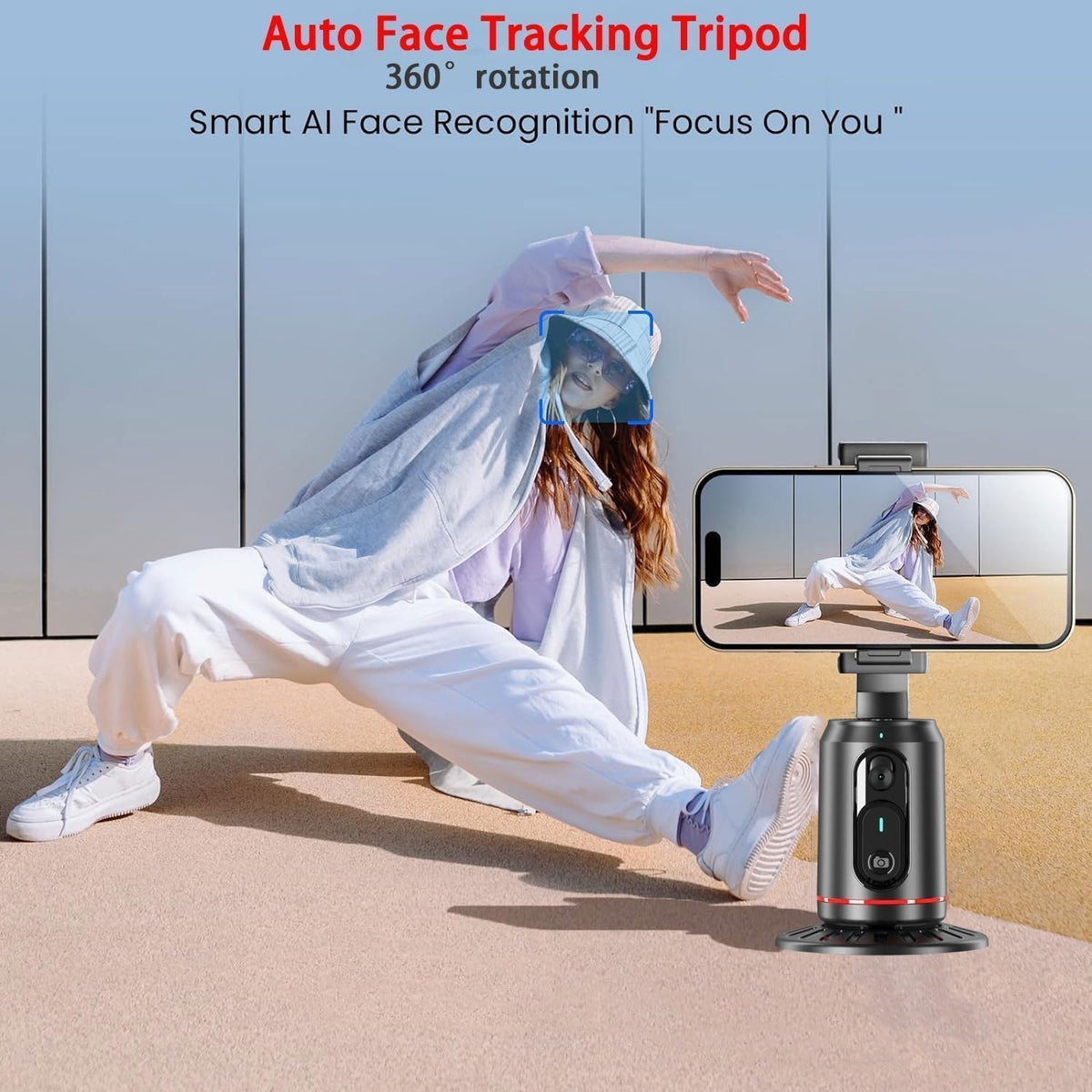 NÖRDIC auto-tracking stativ med 360° rotation og ansigtssporing, trådløs bygget in fjern