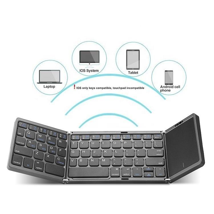NÖRDIC Bluetooth 5.0 foldetastatur med touchpad 64 taster Multiparring IOS Android Windows US Layout