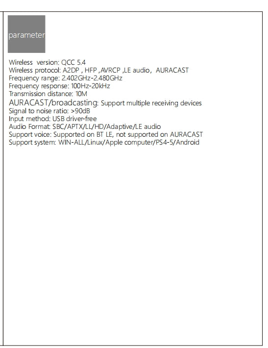 NÖRDIC Bluetooth 5.4 lydsender aptX LL/HD Adaptive, Auracast 24-bit 96 kHz lyd