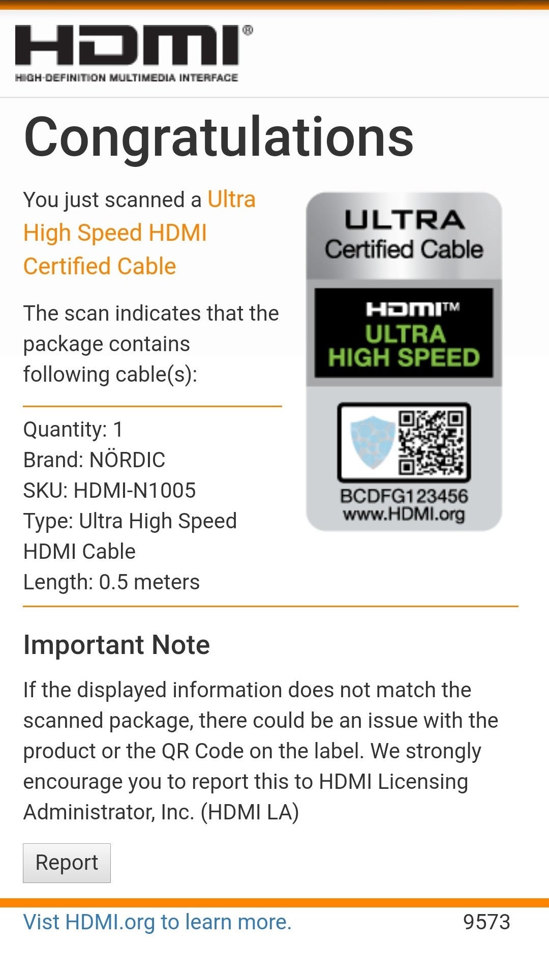 NÖRDIC CERTIFIED CABLES 50cm Ultra High Speed HDMI 2.1 8K60Hz 4K120Hz 48Gbps Dynamic HDR eARC Game Mode VRR Dolby Atmos nylonflettet kabel guldbelagt