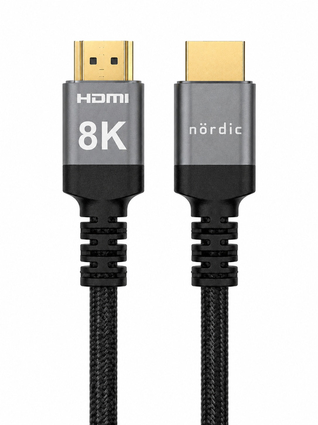 NÖRDIC CERTIFIED CABLES 50cm Ultra High Speed HDMI 2.1 8K60Hz 4K120Hz 48Gbps Dynamic HDR eARC Game Mode VRR Dolby Atmos nylonflettet kabel guldbelagt
