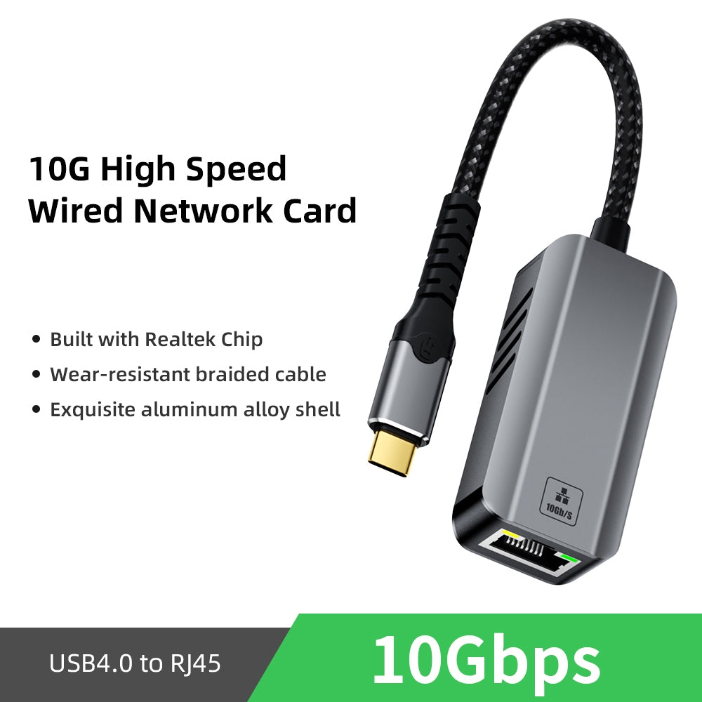 NÖRDIC USB-C til 10Gb Ethernet-adapter, 10GbE USB-C til Ethernet-adapter, kompatibel med USB4 og Thunderbolt 5/4/3, lav varmeudvikling og lydløs drift