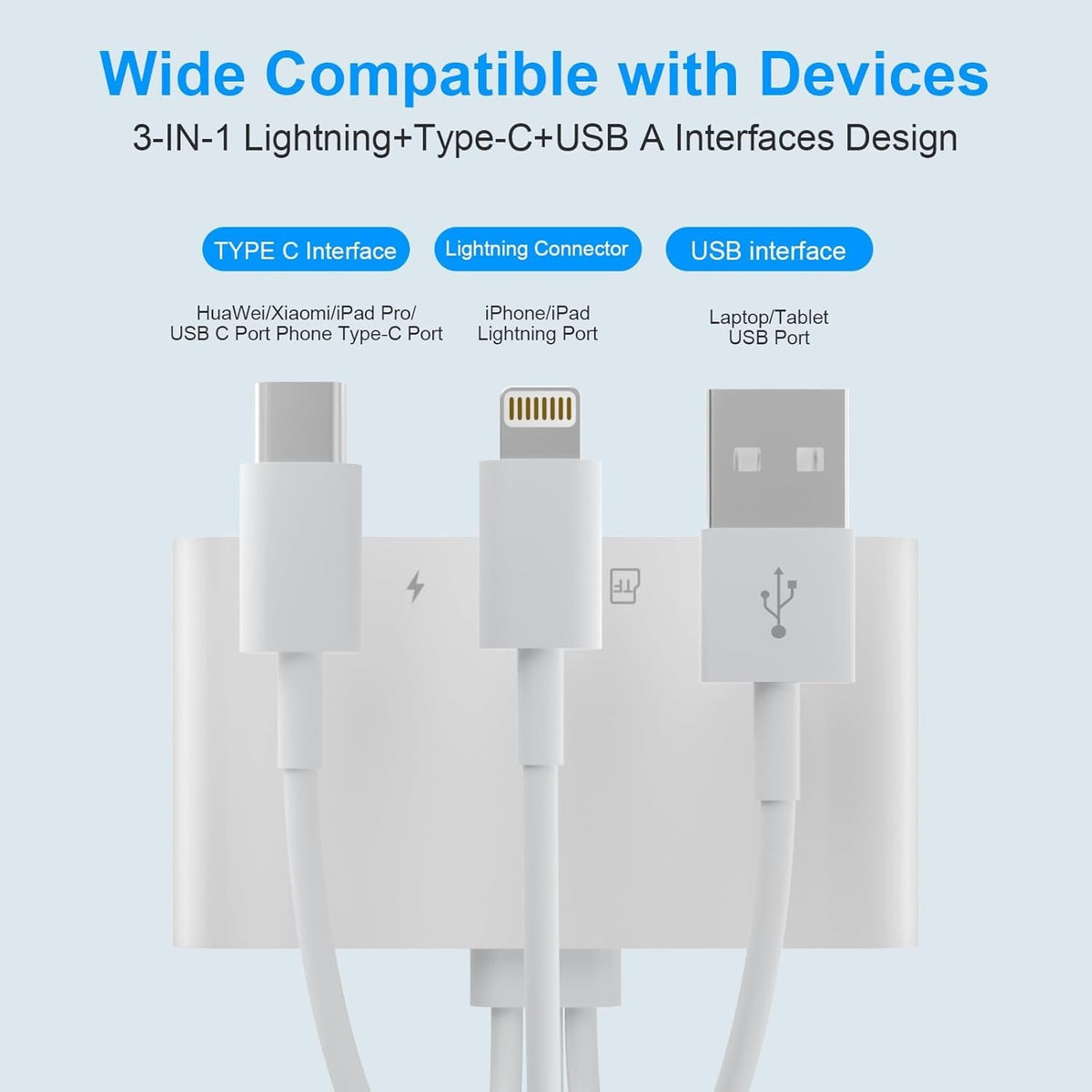 NÖRDIC USB-A, USB-C, Lightning-kortlæser 2-slot SD, MicroSD 1xUSB-A, 1xAUX, 1xLightning-opladning UHS-I
