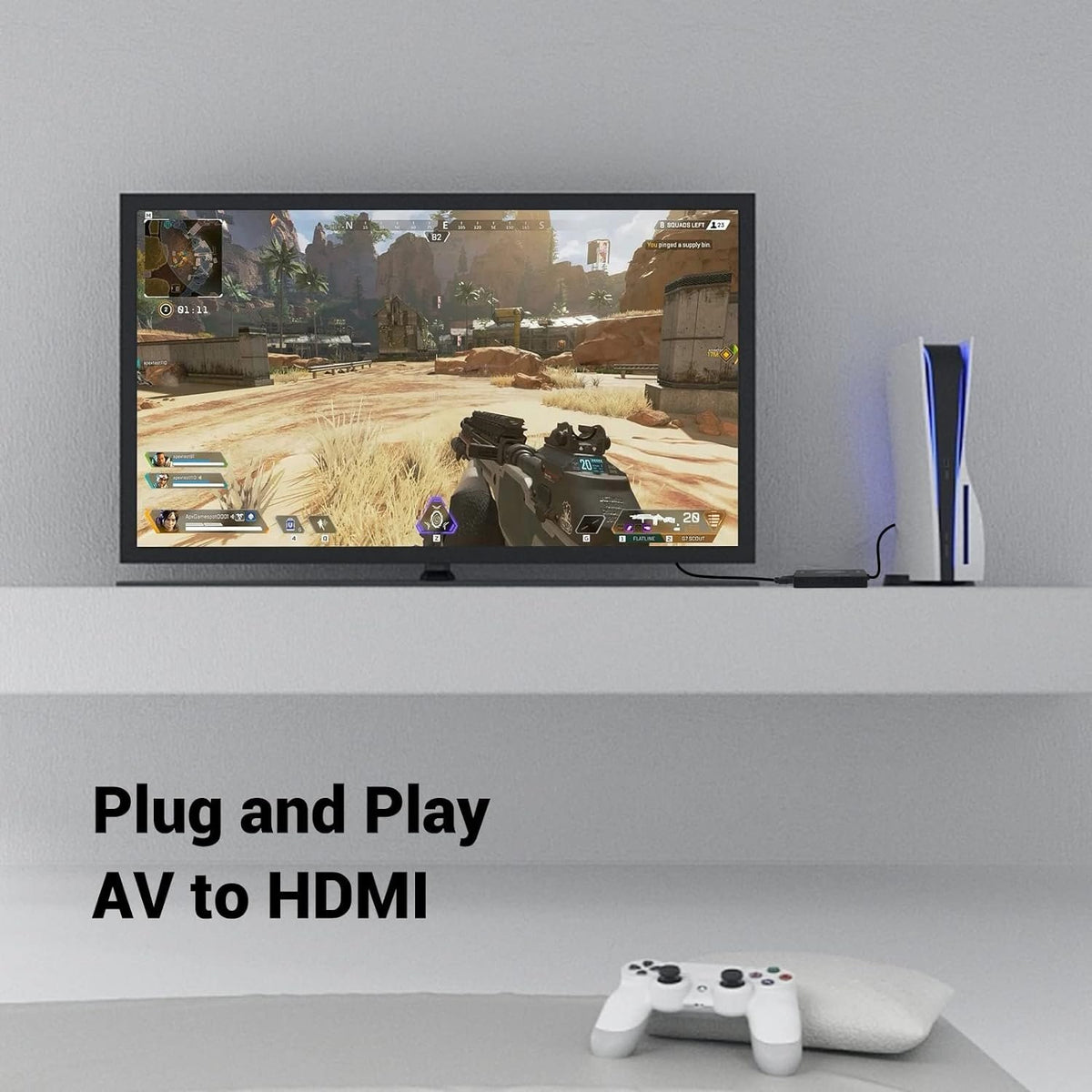 NÖRDIC Composite AV til HDMI adapter 3xRCA AV og CVBS konverter 1080p ved 60Hz 1m