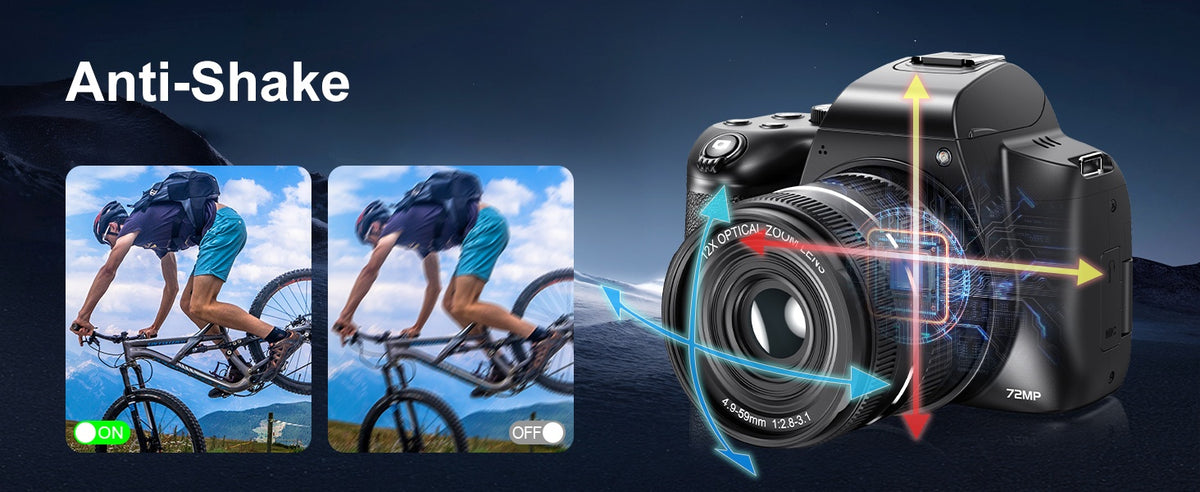 NÖRDIC Digitalkamera 4K 64 MP med WiFi, 10× optisk zoom, vlogkamera til YouTube, autofokus, kompakt kamera