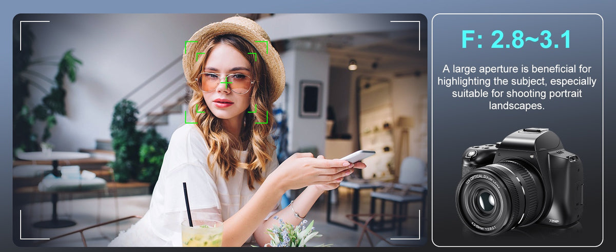 NÖRDIC Digitalkamera 4K 64 MP med WiFi, 10× optisk zoom, vlogkamera til YouTube, autofokus, kompakt kamera