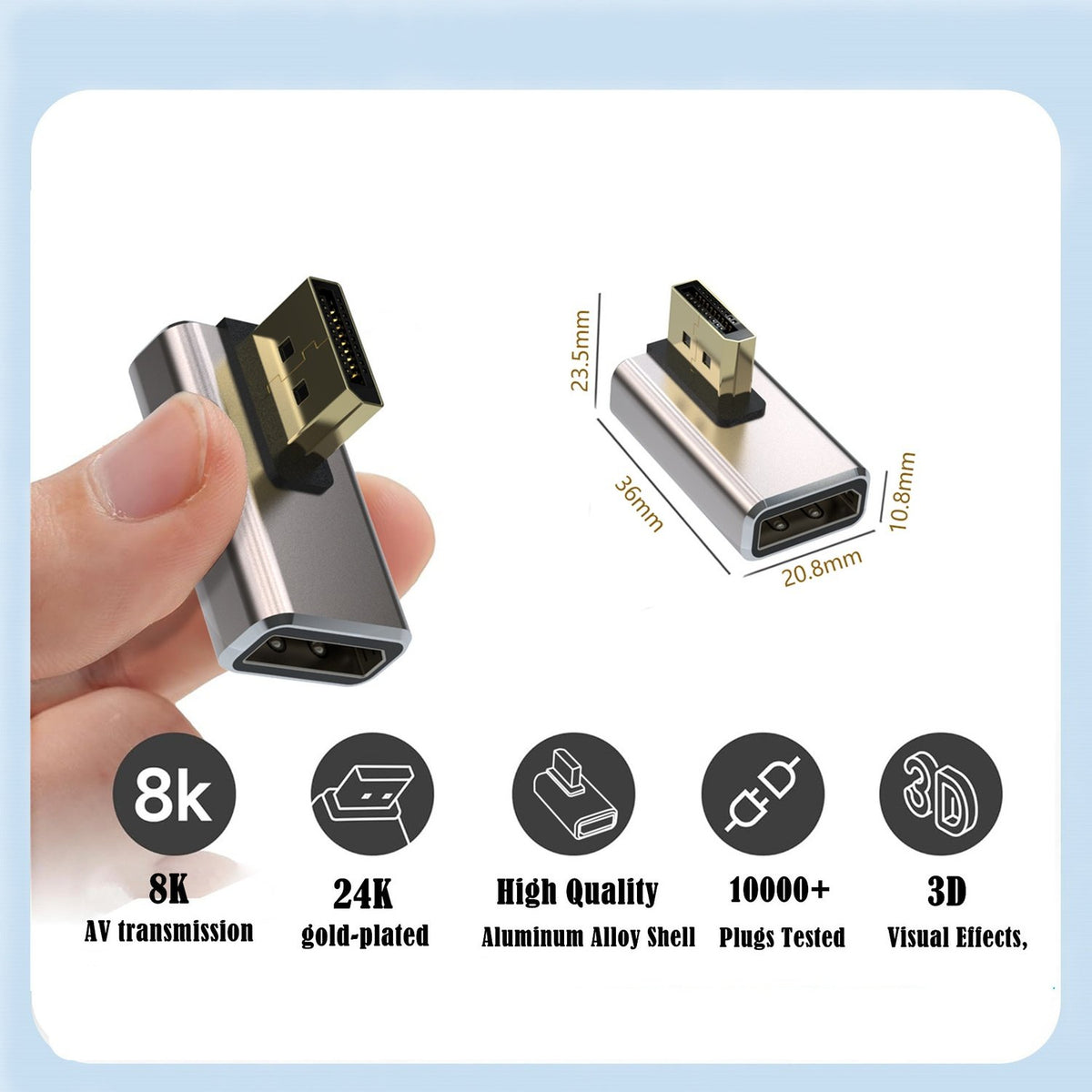 NÖRDIC Displayport adapter han til hun 8K60Hz 4K144/120/60Hz