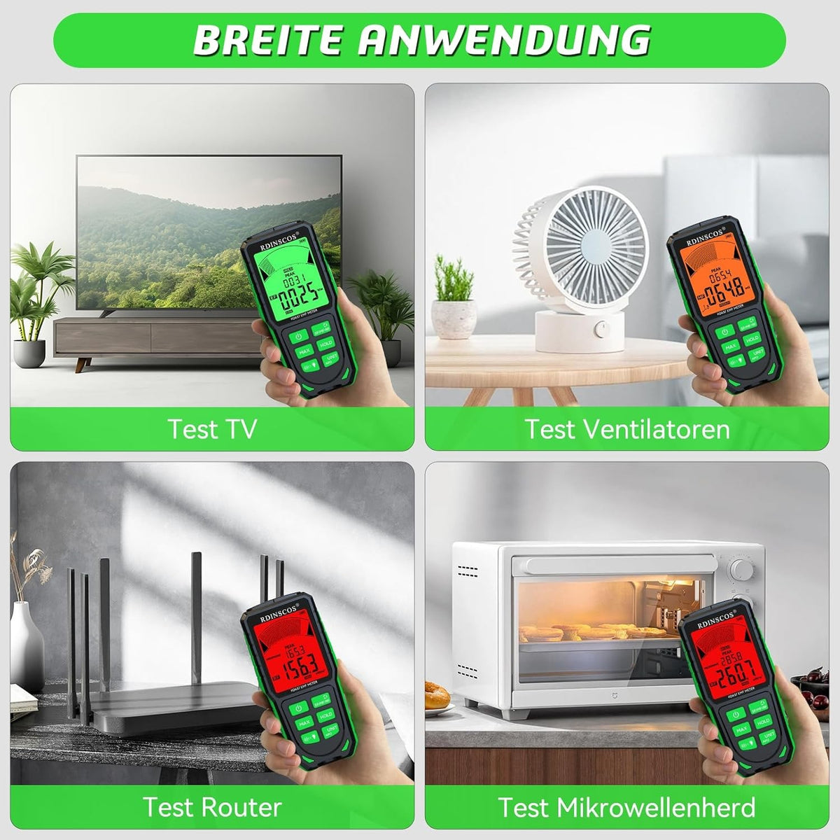 NÖRDIC EMF-måler håndholdt strålingsdetektor til EF, MF, RF, WiFi, mikrobølger