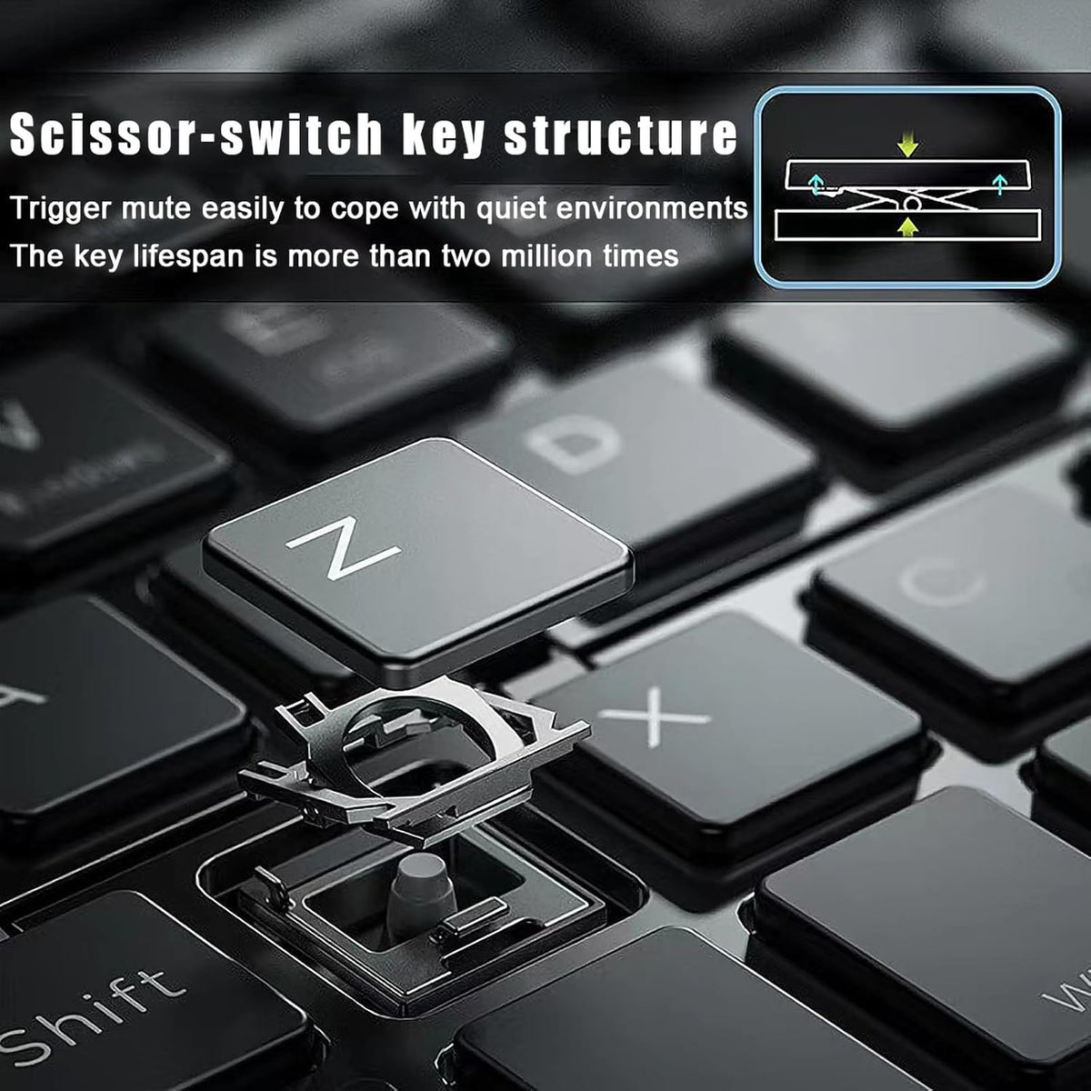 NÖRDIC Foldbart Slim Bluetooth-tastatur i lommestørrelse, kompatibelt med iOS, Android og Windows, til smartphone, tablet, iPad, iPhone og laptop, US-layout
