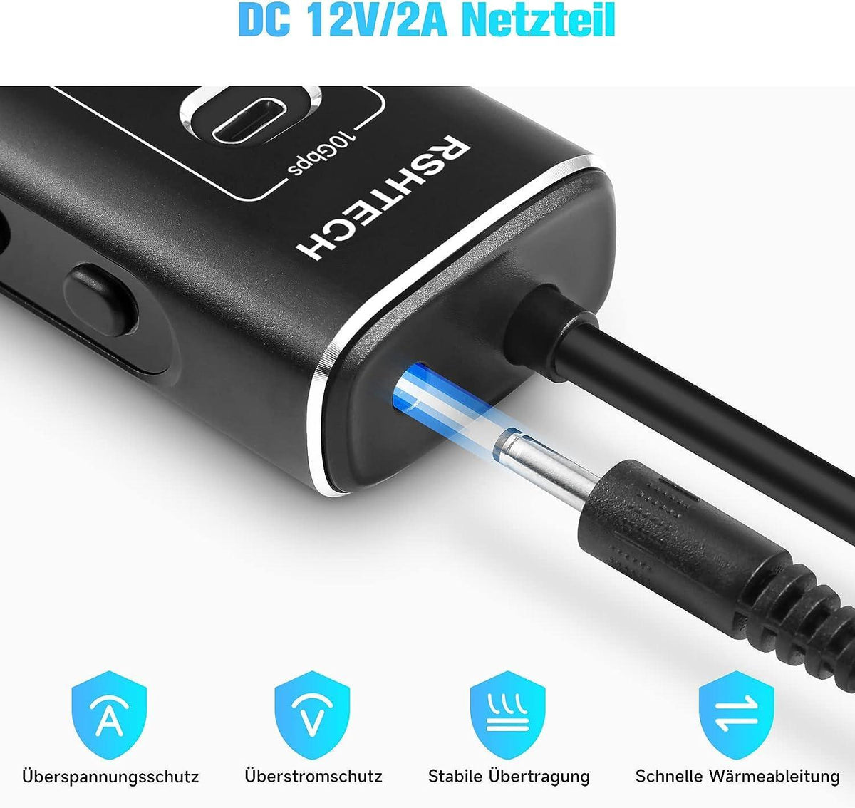 NÖRDIC GEN 3.2 USB-C og USB-A drevet Hubb 7-porte 3x10Gbps 4x5Gbps 1m kabel individuel switch