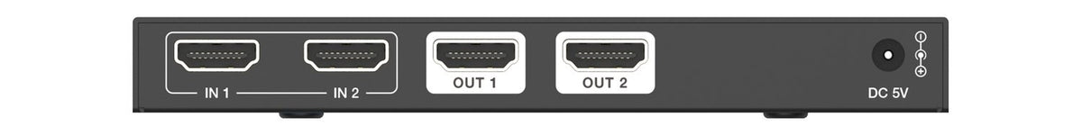 NÖRDIC HDMI Splitter 2 ind 2 ud, 8K@60Hz/4K@120Hz, 40Gbps, Dolby Vision Pass-Through, HDCP 2.3, automatisk EDID-håndtering