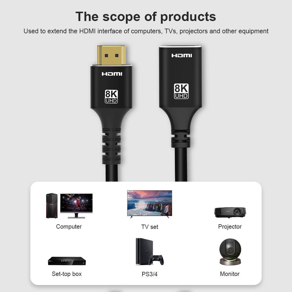NÖRDIC HDMI forlængerkabel 1m 8K60Hz 4K144 HDMI 2.1 48Gbps Ultra High Speed HDMI