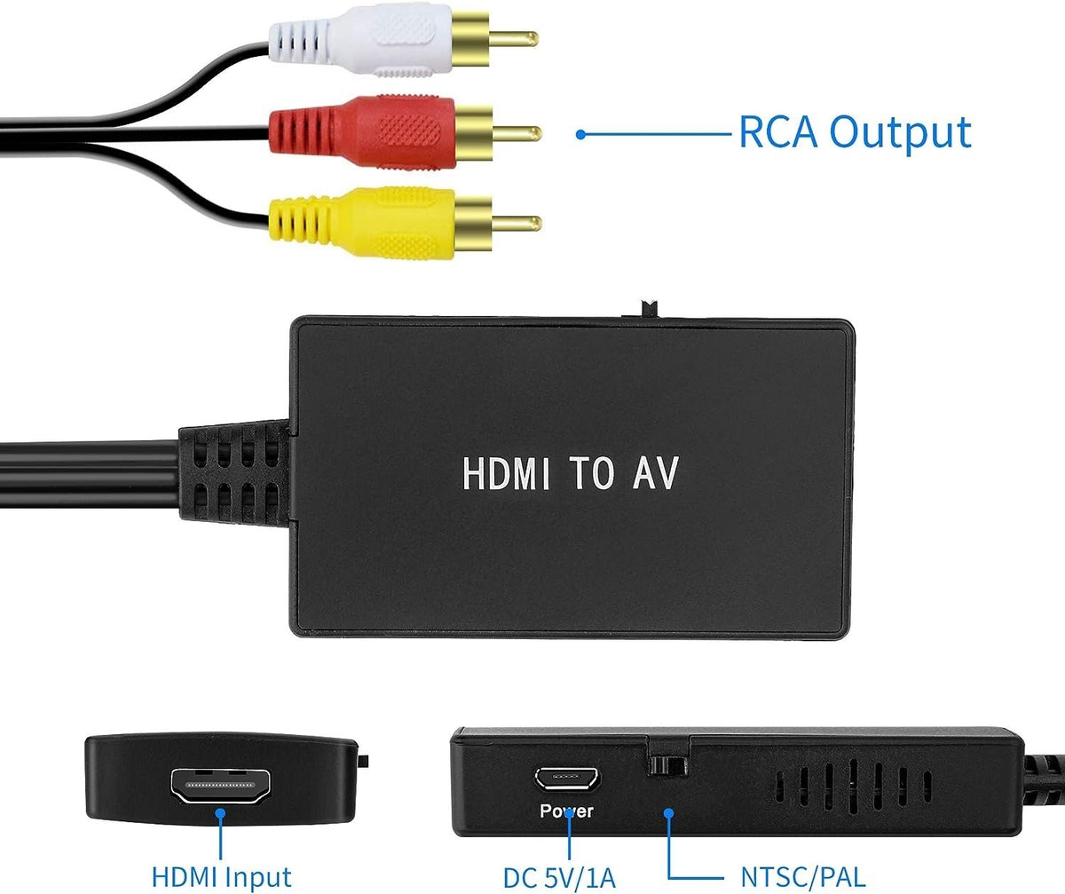 NÖRDIC HDMI til AV 3xRCA CVBS composite video-adapter med lyd, opløsning op til 1080p 1m