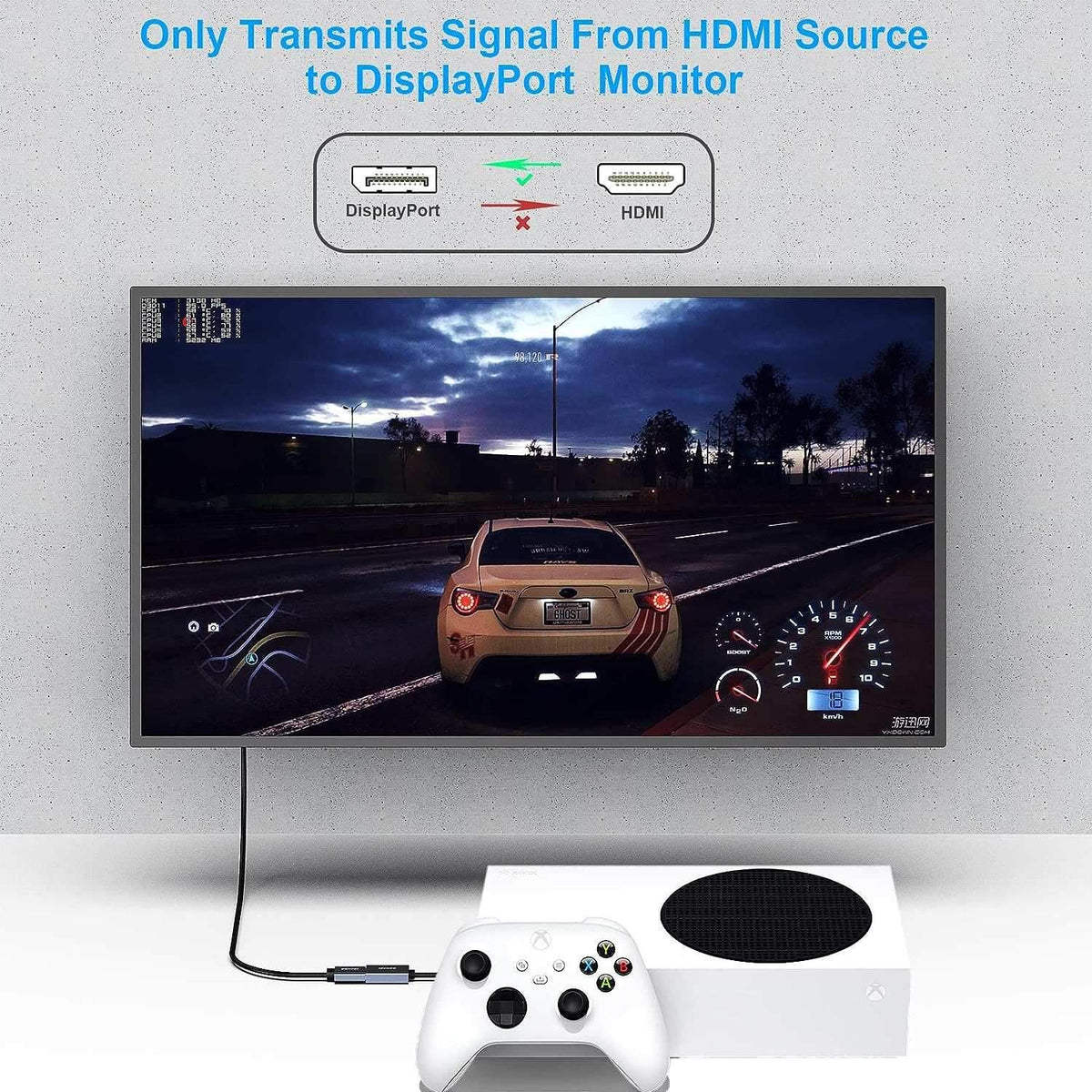 NÖRDIC HDMI til Displayport adapter 20cm 4K60Hz 18Gbps