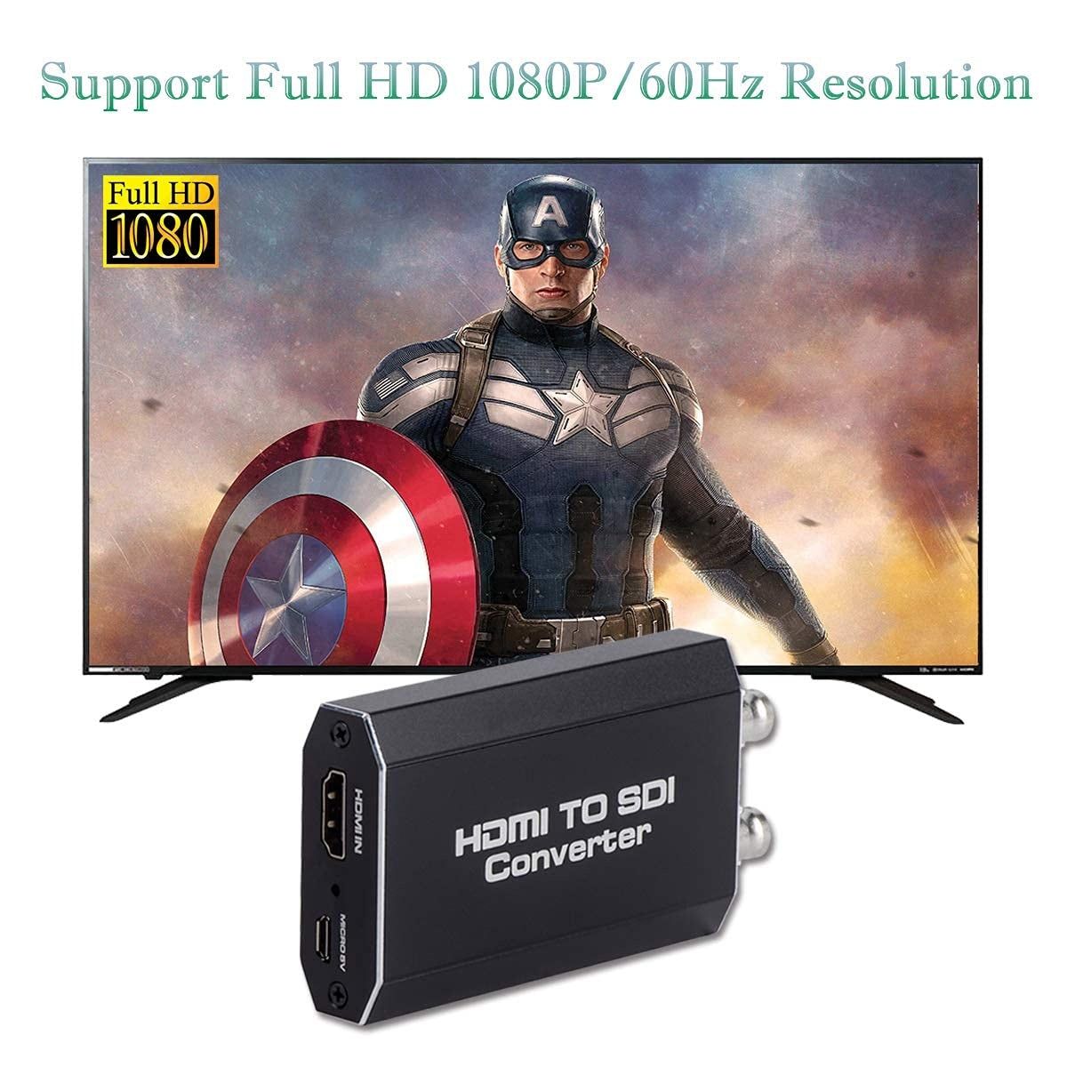 NÖRDIC HDMI til SDI Converter 1080P HD-SDI Automatisk formatdetektion Extender til kamera CCTV
