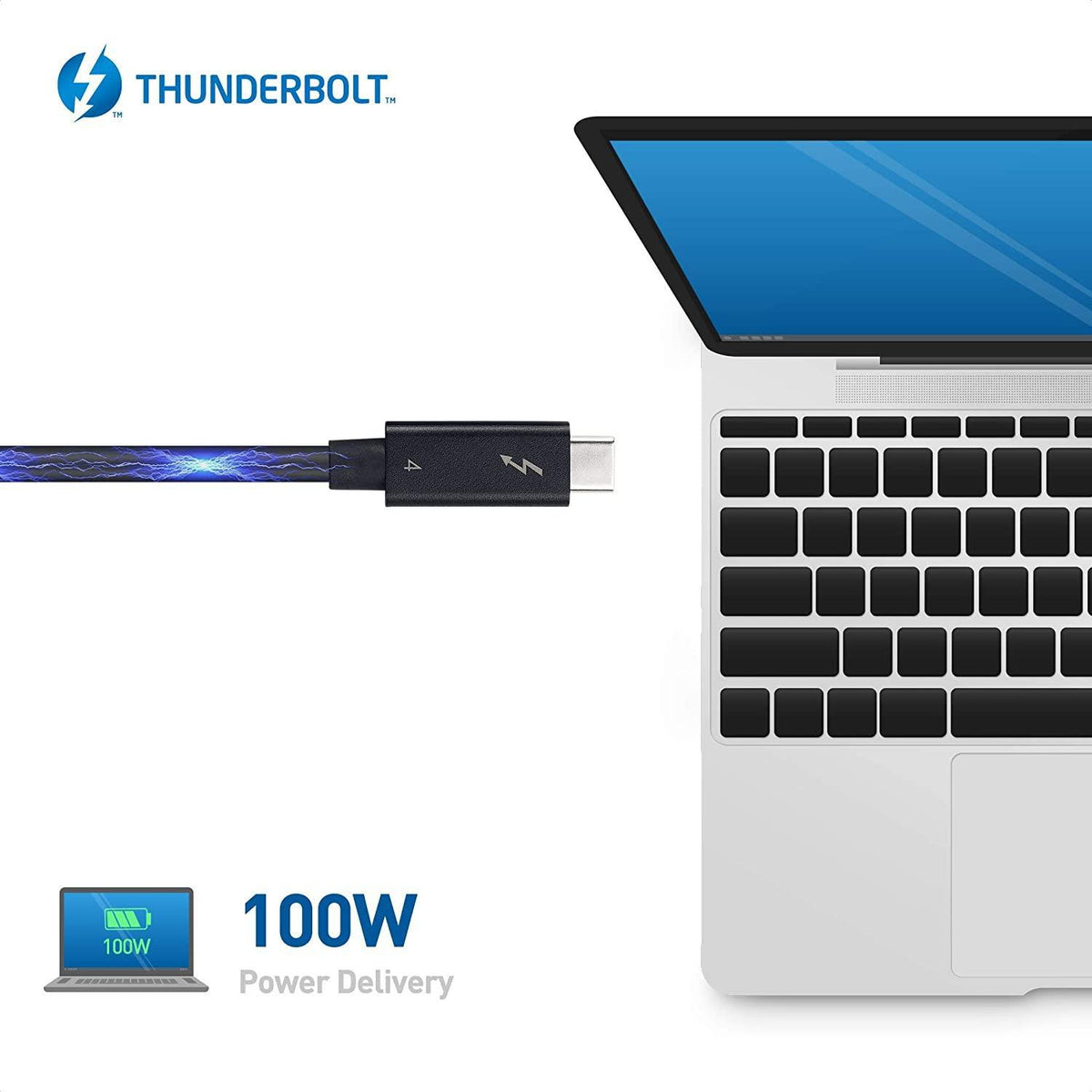 NÖRDIC Intel Certified 1m Thunderbolt 4 USB C kabel 40Gbps 240W opladning 8K video kompatibel med USB 4 og Thunderbolt 3