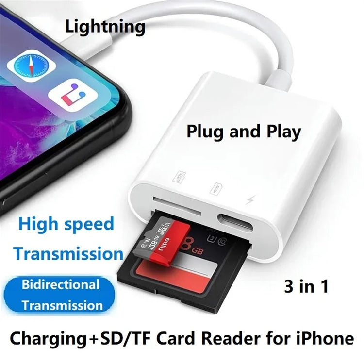 NÖRDIC Lightning-kortlæser 2-slots SD, MicroSD 1xLightning-opladning UHS-I