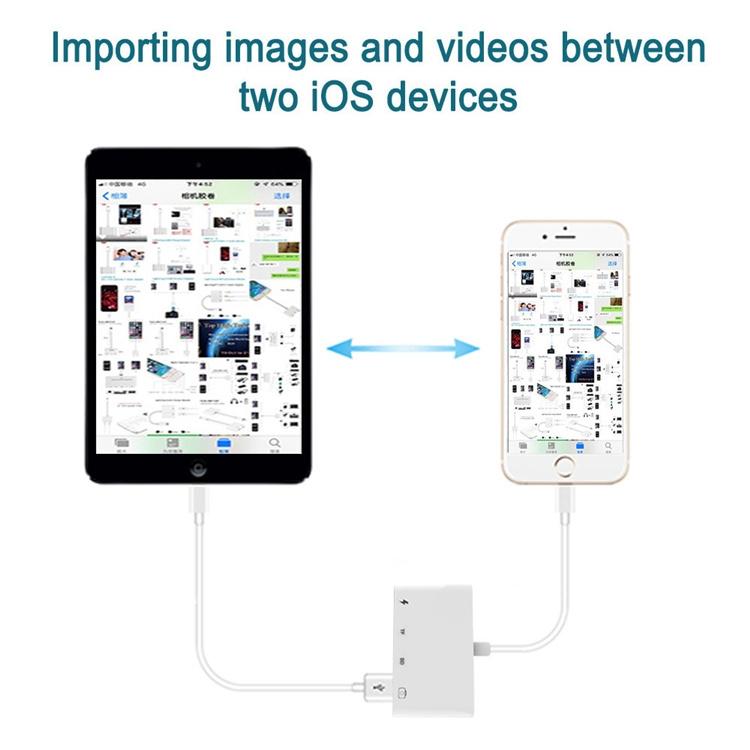 NÖRDIC Lightning-kortlæser 2-slot SD, MicroSD 1xUSB-A, 1xUSB-C Opladning UHS-I