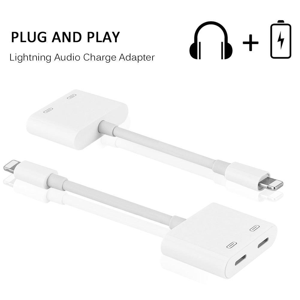 NÖRDIC Lightning adapter til 2x Lightning White 10cm kabel