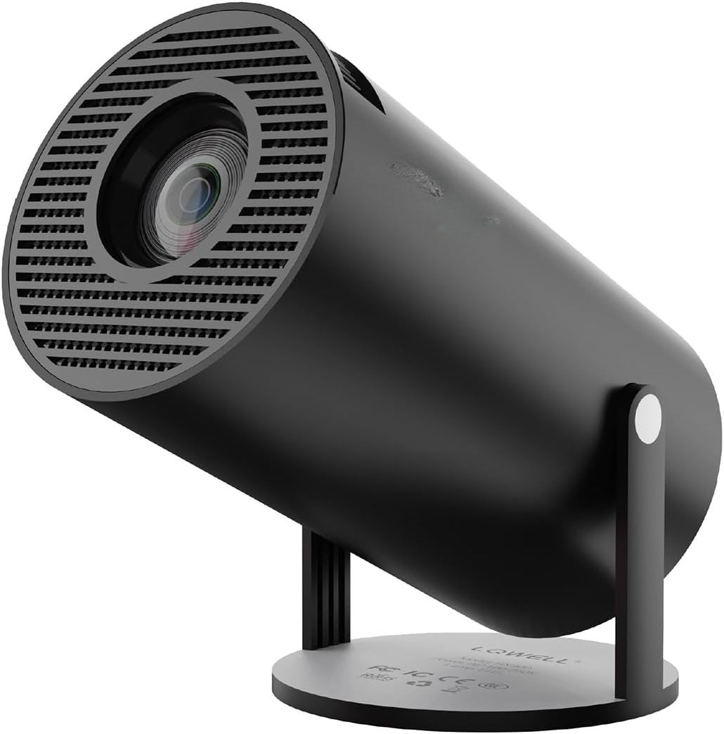 NÖRDIC Mini Portable Projector – 720p HD-understøttelse, Android 11, WiFi 6, BT 5.0, 180° rotation, hjemmebiografprojektor
