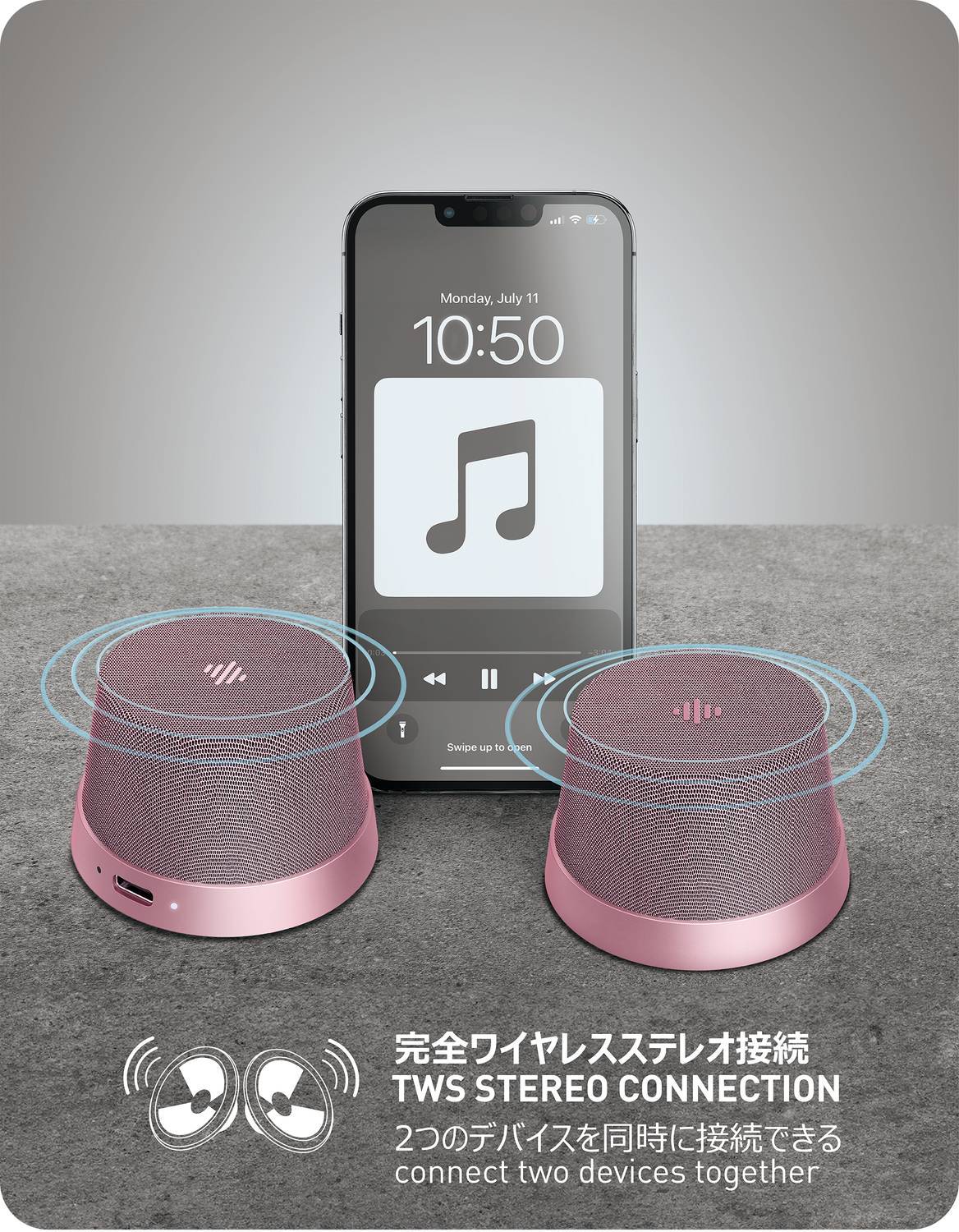 NÖRDIC Bluetooth 5.3 højttaler med magnet 3W IPX6 pink