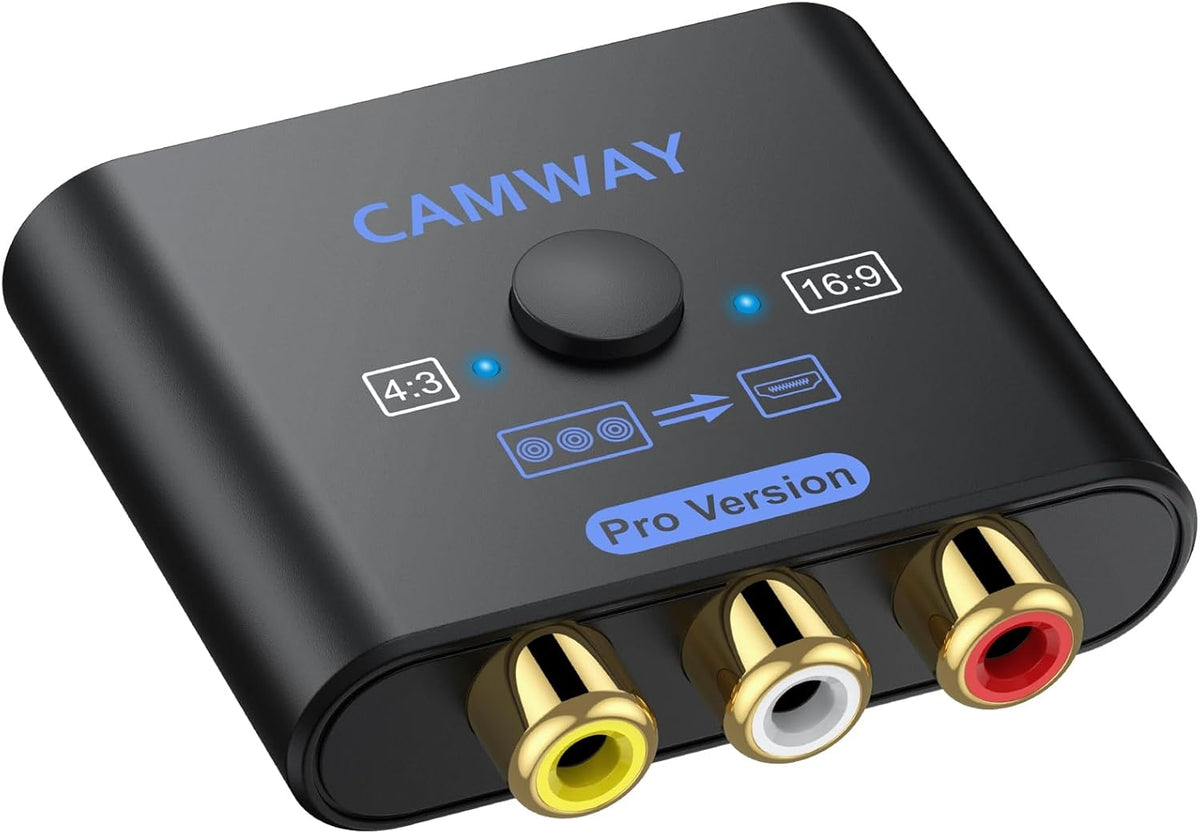 NÖRDIC RCA AV til HDMI-konverter 16:9/4:3 1080P Mini Composite CVBS Video- og Lydkonverter med understøttelse af PAL og NTSC