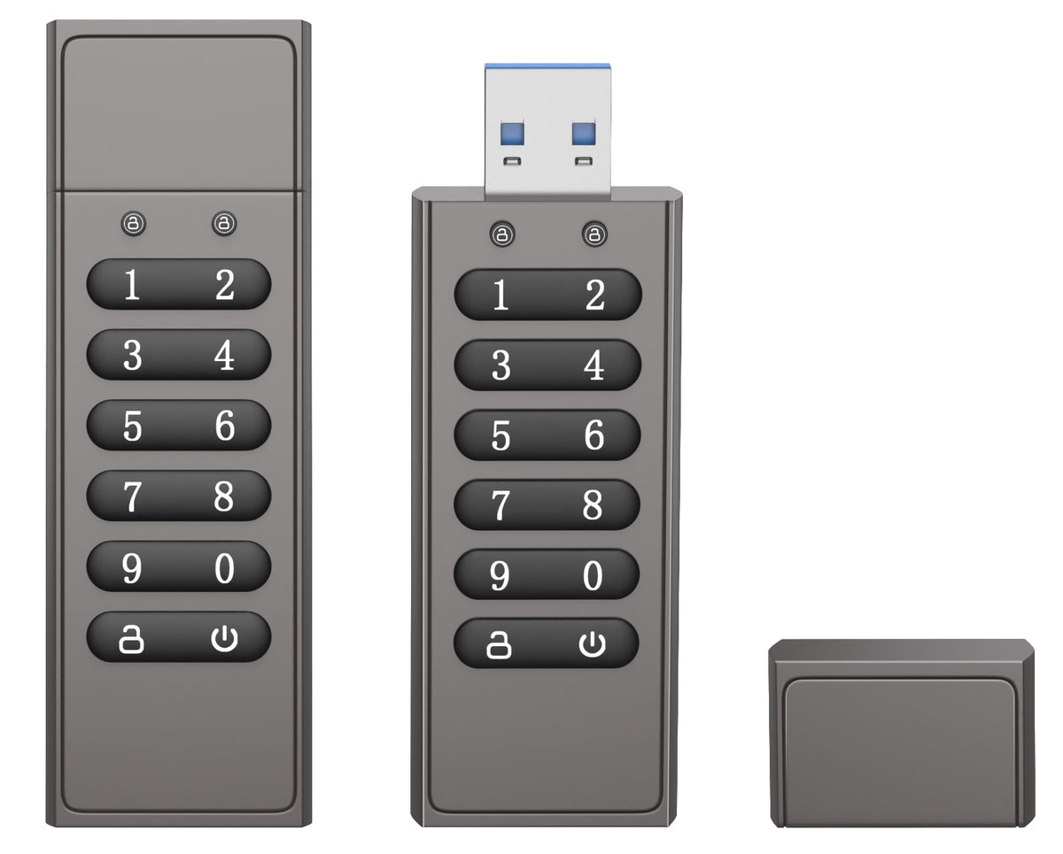 NÖRDIC Sikkert krypteret USB-drev med adgangskodebeskyttelse og låsende AES-256-bit, USB-drev 3.0 til personlig beskyttelse 128GB